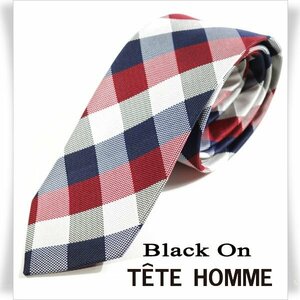 新品1円～★Black On TETE HOMME テットオム シルク絹100％ ネクタイ チェック 正規店本物◆3447◆