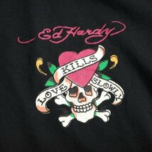 新品1円～★Ed Hardy エドハーディー メンズ 半袖 コットン綿 天竺 Tシャツ M 黒 ブラック クルーネック カットソー ◆3463◆_画像7