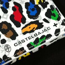 新品1円～★定価2万 CASTELBAJAC カステルバジャック 箱付き 牛革レザー 二つ折り長財布 ロングウォレット かぶせ レオパール 白 ◆3478◆_画像6