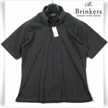 新品1円～★定価1.2万 Brinkers ブリンカーズ メンズ 春夏 鹿の子 半袖ボタンダウン カノコ ポロシャツ L 黒 百貨店取り扱い◆3577◆_画像1