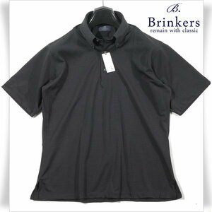 新品1円～★定価1.2万 Brinkers ブリンカーズ メンズ 春夏 鹿の子 半袖ボタンダウン カノコ ポロシャツ L 黒 百貨店取り扱い◆3577◆