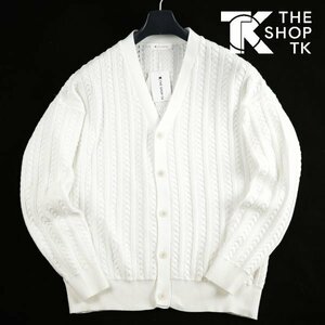  new goods 1 jpy ~*THE SHOP TK Takeo Kikuchi long sleeve cotton cotton tea n key knitted cardigan cardigan L white regular shop genuine article *3668*