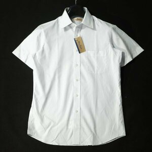  new goods 1 jpy ~*BLUE RIVER blue li bar Flex company men's form stability short sleeves regular color shirt 38 white stripe cotton 100%*3722*