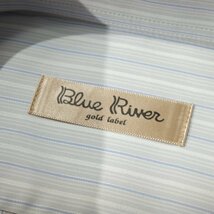 新品1円～★BLUE RIVER ブルーリバー フレックス社 メンズ 形態安定 半袖 レギュラーカラーシャツ 38 ストライプ 綿100%◆3721◆_画像8