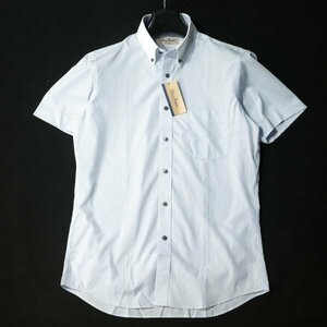  new goods 1 jpy ~*BLUE RIVER blue li bar Flex company men's form stability short sleeves button down k relic shirt 38 stripe cotton 100%*3725*