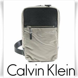  новый товар 1 иен ~* обычная цена 2.7 десять тысяч CK CALVIN KLEIN Calvin Klein мужской сделано в Японии one сумка на плечо серый Temple сумка "body" подлинный товар *3741*