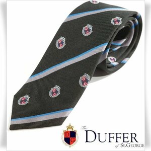 新品1円～★DUFFER ダファー シルク絹100%ネクタイ レジメン ストライプ ブラック ジョイックスコーポレーション ◆3832◆