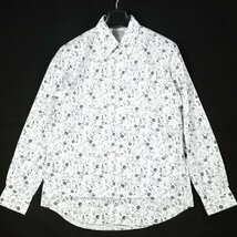 未使用1円～★定価2.6万 ポールスミス Paul Smith 1点もの コットン綿 長袖 Flower Stamp カジュアルシャツ L 白 本物 ◆3858◆_画像3