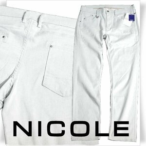 新品1円～★ニコル セレクション NICOLE selection メンズ ストレッチ ストレート カラーデニム パンツ 50 LL スモークホワイト◆3963◆