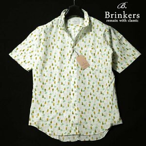 新品1円～★定価1万 Brinkers ブリンカーズ コットン綿100% 半袖カジュアルシャツ M 白 サッカー生地 ボタンダウン 正規店本物 ◆4255◆