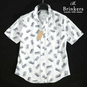 新品1円～★定価1万 Brinkers ブリンカーズ コットン綿100% 半袖カジュアルシャツ M 白 サッカー生地 ボタンダウン 本物 ◆4592◆