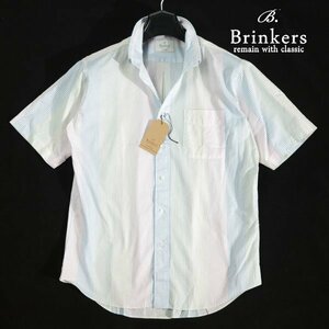 新品1円～★定価1万 Brinkers ブリンカーズ コットン綿100％ 半袖ボタンダウンシャツ M ストライプ 正規店本物 ◆4594◆