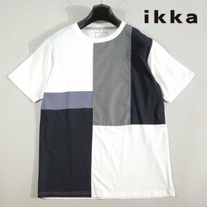 新品1円～★ikka イッカ メンズ 春夏 半袖 TRツイル切り替えTシャツ L カットソー 白 正規店本物 ◆4728◆