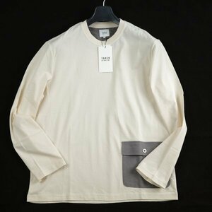  new goods 1 jpy ~*TAKEO KIKUCHI Takeo Kikuchi men's long sleeve crew neck cut and sewn tops M room wear beige regular shop genuine article *4760*