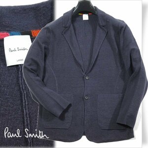 新品1円～★定価4.9万 ポールスミス Paul Smith 春夏 麻 リネンジャージ カーディガン ジャケット L ネイビー 紺 正規店本物 ◆4777◆