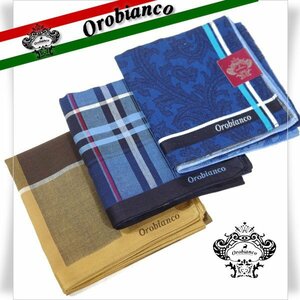  new goods 1 jpy ~*Orobianco Orobianco made in Japan men's . dyeing handkerchie 3 pieces set peiz Lee check Father's day in present! *4822*