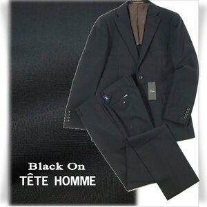 new goods 1 jpy ~* regular price 4.9 ten thousand Black On TETE HOMMEteto Homme wool wool single two . button suit 98AB6no- tuck black black *4910*