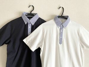 UNIQLO ユニクロ　エアリズム　襟付き　半袖シャツ　２着セット　ネイビー　ホワイト　メンズ　Ｓサイズ