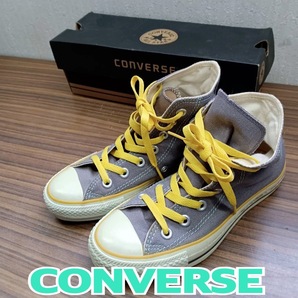 靴 ◆ CONVERSE ◆ スニーカー バスケットシューズ 3 1/2 約22.5㎝ グレー x 黄色 ◆ コンバース ◆ レディース シューズ
