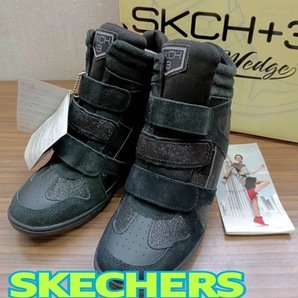 タグ付 未使用 靴 ◆ SKECHERS ◆ インヒール スニーカー ２2.5cm BLACK ◆ スケッチャーズ ◆ レディース 箱入りの画像1