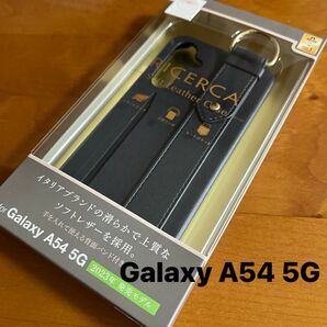 Galaxy A54 5G ソフトレザーケース オープン 背面バンド付 ブラック　ケース　カバー　カバー （2）