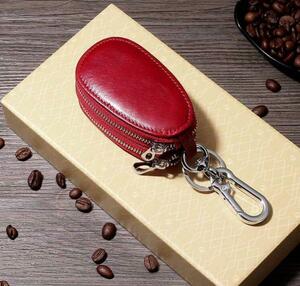  new goods key case men's lady's original leather smart key key holder key key chain change purse . Camel wine red 