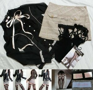 E24* recommendation. * new goods knee-high net tights *④ point full set * Liz Lisa see-through ribbon bow Thai blouse & Tralala tight *