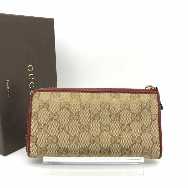 正規品　美品　グッチ財布　グッチ長財布　グッチキャンバス　グッチL字ファスナー　GUCCI