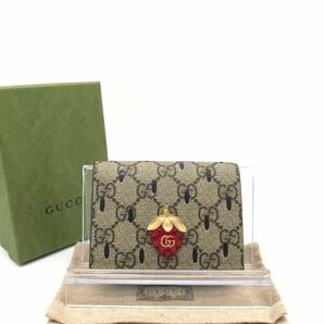 正規品　極美品　グッチ財布　グッチ折り財布　グッチggマーモント ストロベリー　 GGスプリーム　GUCCI