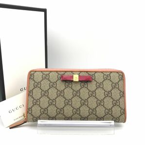 正規品　極美品　グッチ財布　グッチ長財布　グッチGGスプリーム　グッチリボン　GUCCI