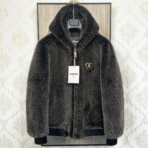  top class EU made & regular price 12 ten thousand *UABONI* Paris departure * gorgeous fur * mink * fur coat * ultimate ground protection against cold limitation gloss bear jacket blouson genuine winter 2XL/52 size 