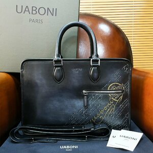  highest peak EU made regular price 38 ten thousand *UABONI*yuaboni* illusion. pa tea n* briefcase * business bag hand . bag tote bag original leather gentleman men's 