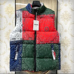 最高峰EU製＆定価6万◆UABONI*Paris*中綿ベスト*ユアボニ*パリ発◆個性 肉厚 防寒 カシューナッツ花 オルテガ柄 カラフル ジャケット XL/50