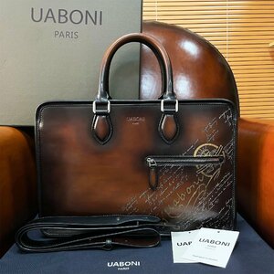  top class EU made regular price 38 ten thousand *UABONI*yuaboni* illusion. pa tea n* briefcase * business bag hand . bag tote bag original leather gentleman men's 