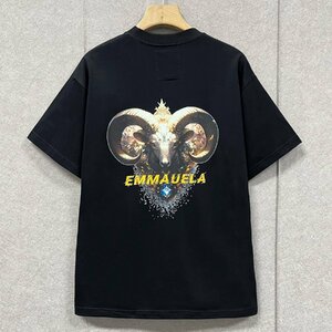 絶賛・半袖Tシャツ 定価2万◆Emmauela・イタリア・ミラノ発◆コットン100％ 通気 快適 おひつじ座 オシャレ トップス カッコイイ 普段着 L