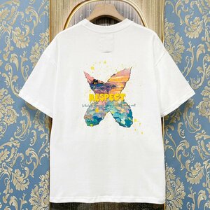 定価2万★christian milada・ミラノ発・半袖Tシャツ★コットン100% 薄手 快適 イラスト トレンド リラックス カットソー 日常 2XL/52サイズ