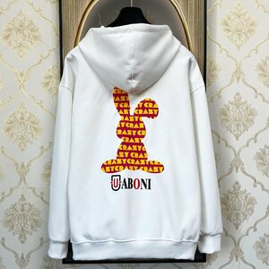 人気EU製＆定価5万◆UABONI*Paris*パーカー*ユアボニ*パリ発◆綿100% 快適 暖かい ウサギ柄 可愛い ロゴ スウェット XL/50サイズ