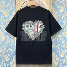 定価2万★christian milada・ミラノ発・半袖Tシャツ★上質 綿100％ 薄手 通気吸汗 個性 ハート柄 ロゴ オシャレ カジュアル 普段着 XL/50_画像1