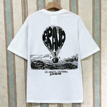 高級 定価2万 FRANKLIN MUSK・アメリカ・ニューヨーク発 半袖Tシャツ 上質 綿100％ 通気 吸湿 イラスト レトロ プルオーバー サイズ1_画像1