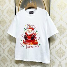 定番EU製＆定価2万◆UABONI*Paris*半袖Tシャツ*ユアボニ*パリ発◆上質 快適 通気 サンタクロース 遊び心 カットソー スウェット 夏 L/48_画像8