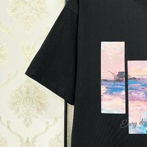 定番EU製＆定価2万◆UABONI*Paris*半袖Tシャツ*ユアボニ*パリ発◆上質コットン 個性 ゆったり 英字 油絵 シンプル おしゃれ M/46サイズ_画像6