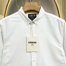 高級EU製＆定価4万◆UABONI*Paris*長袖シャツ*ユアボニ*パリ発◆上品 薄手 洗練 ボタンダウン 無地 カジュアル シンプル オシャレ 春夏 2XL_画像4