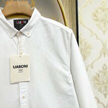 高級EU製＆定価4万◆UABONI*Paris*長袖シャツ*ユアボニ*パリ発◆上品 薄手 洗練 ボタンダウン 無地 カジュアル シンプル オシャレ 春夏 L_画像8