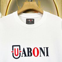 人気EU製＆定価2万◆UABONI*Paris*半袖Tシャツ*ユアボニ*パリ発◆エジプト綿 ソフト 快適 薄手 ロゴ カットソー スウェット 男女兼用 L/48_画像4