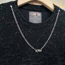 絶賛EU製＆定価2万◆UABONI*Paris*半袖Tシャツ*ユアボニ*フランス◆快適 吸汗 薄手 総柄 キラキラ チェーン カットソー スウェット 街着 L_画像3