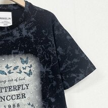 個性ヨーロッパ製※定価2万◆ブルガリア発※RISELIN 半袖Tシャツ コットン100% 通気 キラキラ 英字 蝶 ラインストーン アメカジ 街着 XL/50_画像7