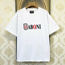 人気EU製＆定価2万◆UABONI*Paris*半袖Tシャツ*ユアボニ*パリ発◆エジプト綿 ソフト 快適 薄手 ロゴ カットソー スウェット 男女兼用 2XL_画像1