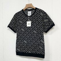 個性ヨーロッパ製※定価2万◆ブルガリア発※RISELIN 半袖Tシャツ コットン混 ソフト 快適 通気 涼しい 幾何柄 透かし編み オシャレ 2XL/52_画像7