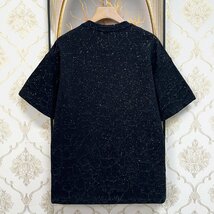 絶賛EU製＆定価2万◆UABONI*Paris*半袖Tシャツ*ユアボニ*フランス◆快適 吸汗 薄手 総柄 キラキラ チェーン カットソー スウェット 街着 L_画像2