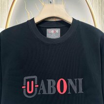 人気EU製＆定価2万◆UABONI*Paris*半袖Tシャツ*ユアボニ*パリ発◆エジプト綿 快適 薄手 ソフト ロゴ カットソー スウェット 個性 夏 L/48_画像4